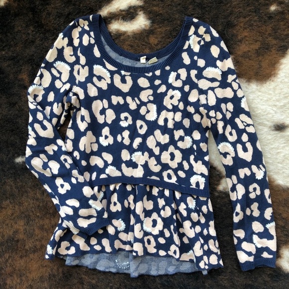 Moth Leopard Print Knit Peplum Sweater Top Small - Picture 1 of 8